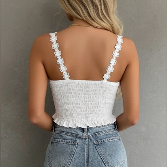 White Guipure Lace Cami Top - Picture 5 of 10